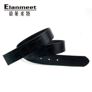 Elanmeet男士无头牛皮皮带头层皮带黑色鳄鱼肚纹黄牛树膏皮带条