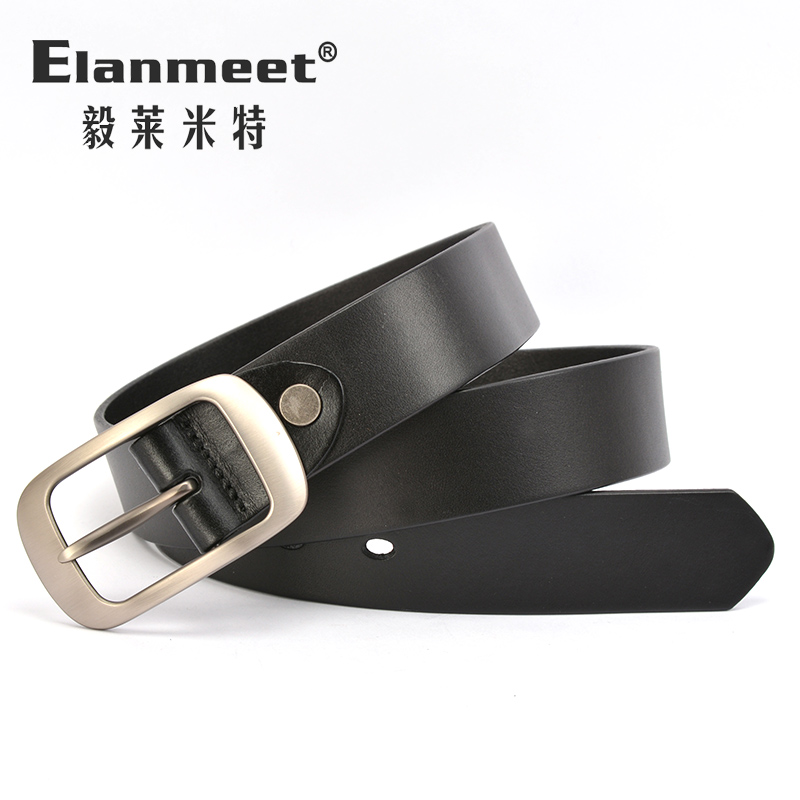 Elanmeet男士皮带针扣牛皮腰带皮带男头层牛皮整套裤带3.4cm