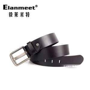 Elanmeet男士百搭腰带锌合金头层牛皮 针扣皮带针宽针 十年不断