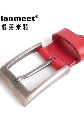 Elanmeet皮带扣头男腰带头锌合金针扣头皮带配件红色宽集合