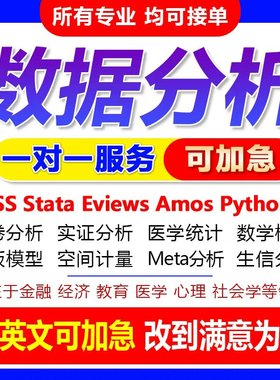 SPSS数据分析服务eviews实证stata调查问卷meta医学amos统计R代做