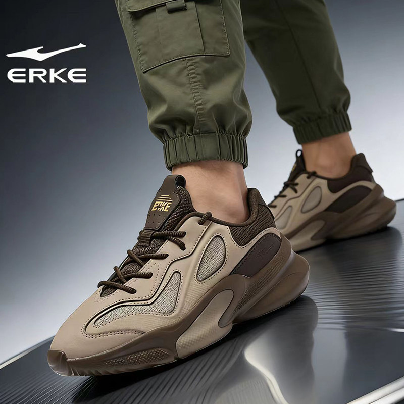 鸿星尔克男鞋2026春季新款复古老爹鞋减震运动鞋男士厚底休闲鞋潮