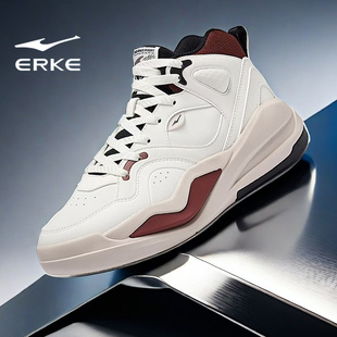 鸿星尔克男鞋冬季皮面高帮鞋子男款耐磨防滑运动鞋轻便减震休闲鞋