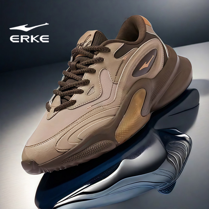 鸿星尔克男鞋2026春季新款皮面耐磨防撞运动鞋男士减震休闲老爹鞋