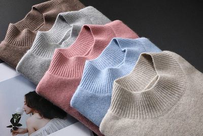 半高领英伦风宽松羊毛羊绒