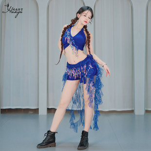 爆款蝴蝶上衣smart爵士舞蹈舞台打歌服 Kpop女团穿搭辣妹闪片套装