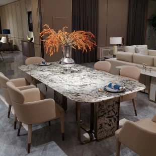 table雪山飛狐奢石意式 意大利別墅餐廳桌子dining 高檔大理石餐桌
