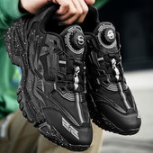 2025秋季 旋转扣钮老爹鞋 机甲潮鞋 男鞋 青少年学生增高黑色运动鞋 子