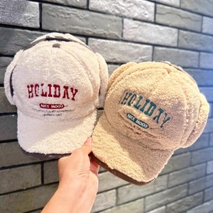 儿童帽子男孩2025新款加厚毛绒鸭舌帽秋冬季保暖护耳帽棒球帽韩版