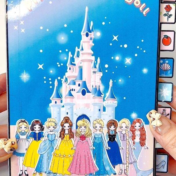 非成品迪士尼公主换装纸娃娃材diy手工材料包小女孩换装安静书