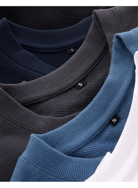 2020年春季新款 重磅450克黑白色深灰色常规毛圈圆领卫衣男女青春