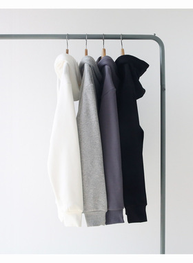 秋冬季加厚加绒摇粒绒白色灰色黑色连帽卫衣男女宽松bf风宽松落肩