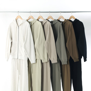 运动套装 秋季 长裤 纯棉灰色大地灰毛圈拉链卫衣卫裤 男女宽松潮 薄款