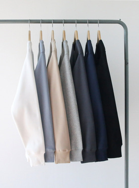 冬季纯色白色 麻灰色 碳素灰色 摇粒绒加绒加厚圆领卫衣男 女青春