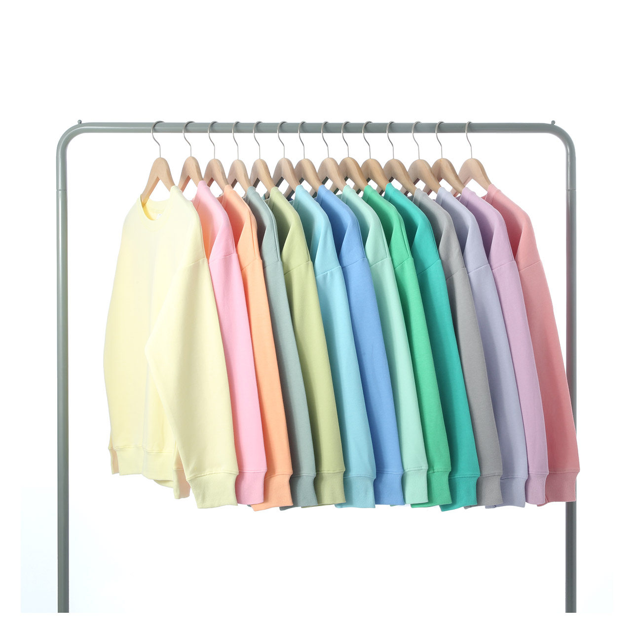 2022年春季新款薄款糖果色冰淇淋色纯色圆领卫衣男女bf风青年宽松