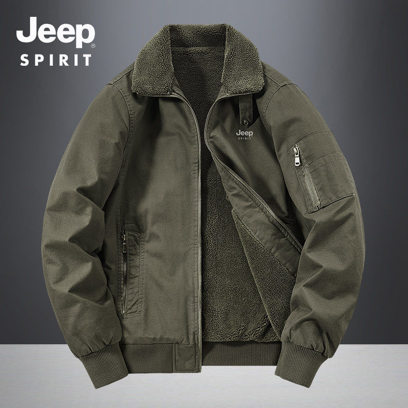 毛领可拆jeep冬季飞行员夹克晋江棉服男款羊羔绒外套棉衣2026新款