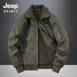 毛领可拆jeep冬季飞行员夹克晋江棉服男款羊羔绒外套棉衣2026新款