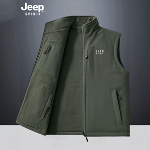 JEEP吉普双面穿马甲男冬季2024新款宽松坎肩马夹中年爸爸外穿背心