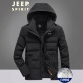 JEEP吉普羽绒服男士 百搭外套 时尚 冬季 连帽加厚防寒保暖白鸭绒短款