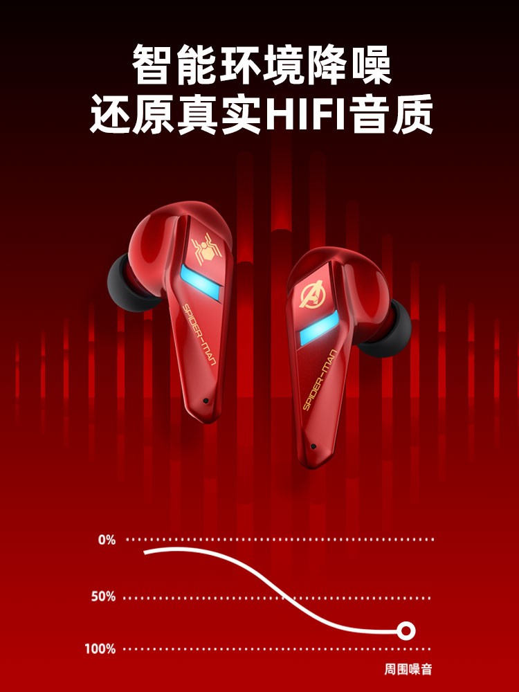 漫威蓝牙耳机新款钢铁侠联名入耳式游戏无延迟华为苹果通用