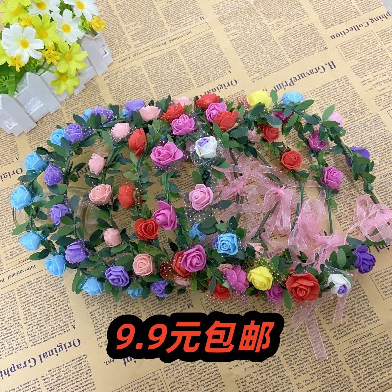花环头饰活动景点diy绿叶新娘