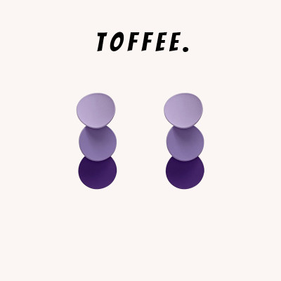 toffee/韩国紫色几何简约耳坠