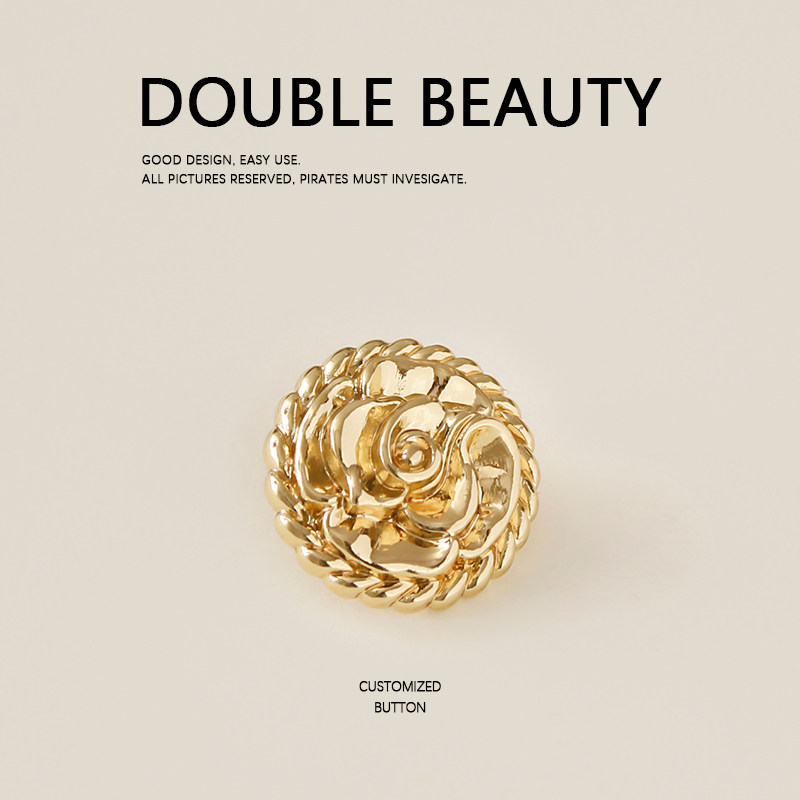 复古山茶花金属纽扣高档亮面花朵女士小香风外套上衣开衫装饰扣子,居家布艺,纽扣,淘宝优惠券,粉丝福利购,淘宝优惠卷