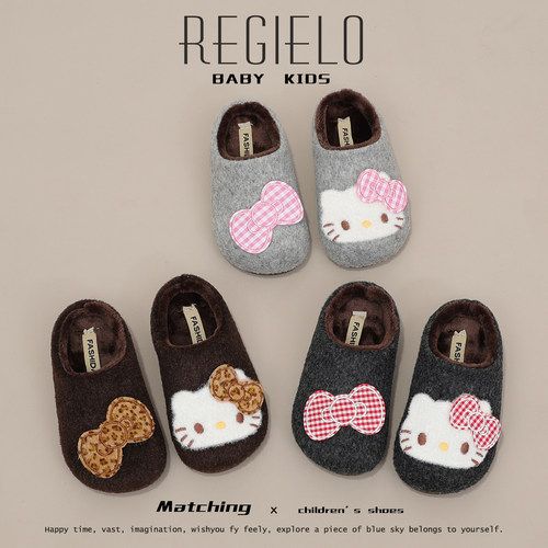 冬季女童包头卡通棉拖鞋