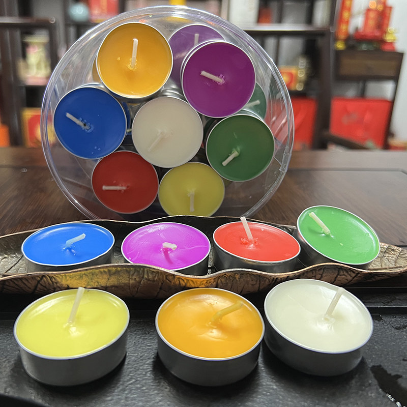 七彩28粒无烟酥油烛佛堂供灯燃烧