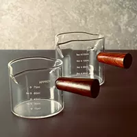 Стекло маленькое молочное чашка мини -молочный горшок японский стиль деревянный ручка