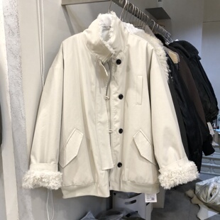 ins韩系宽松休闲欧貂麂皮线外套女2025冬新款 宽松保暖派克MG58277