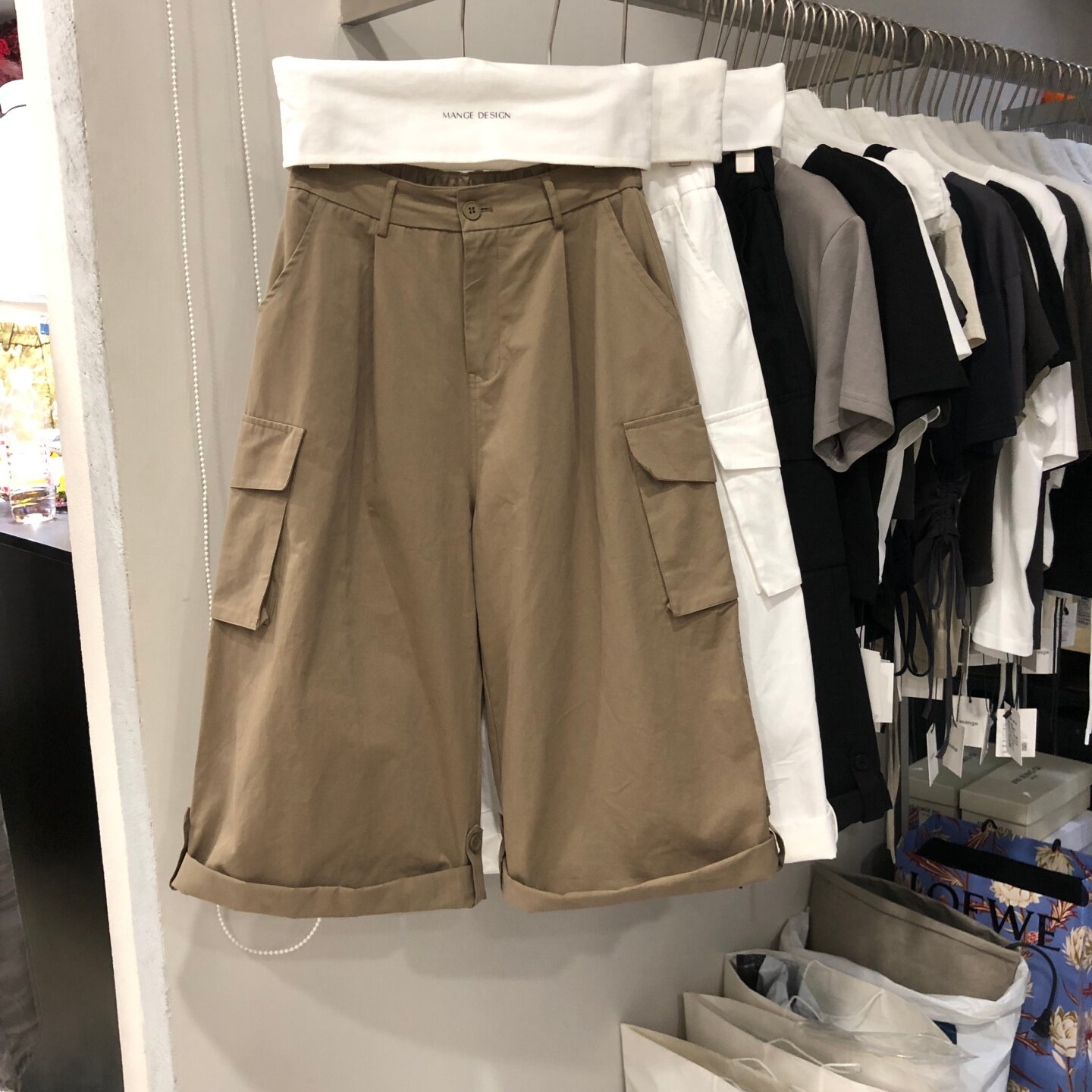 卷边大口袋工装裤女2026夏季新款韩版宽松休闲遮胯阔腿裤MG16006