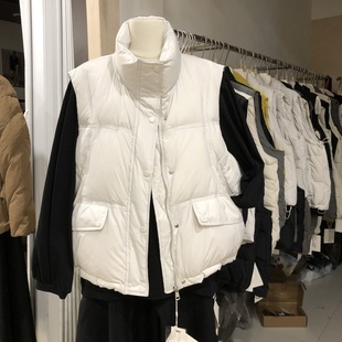 宽松大版 韩版 羽绒服马夹XXJ871 新款 立领休闲白鸭绒马甲女2025冬季