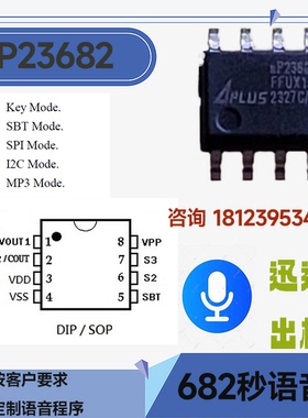 aP23682 dip8原装正品682秒语音播放芯片定制多国语言语音IC程序