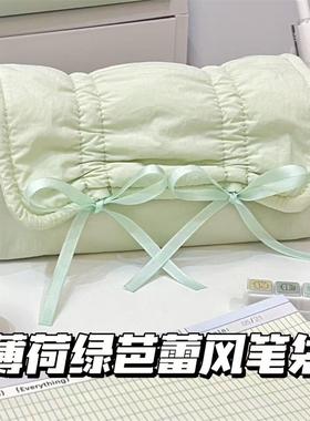 小清新纯色芭蕾风蝴蝶结笔袋奶呼呼高颜值大容量初高中女生文具袋