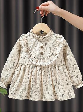 小清新女童公主裙罩衣秋冬防水防脏宝宝罩衣幼儿园外穿洋气防护衣