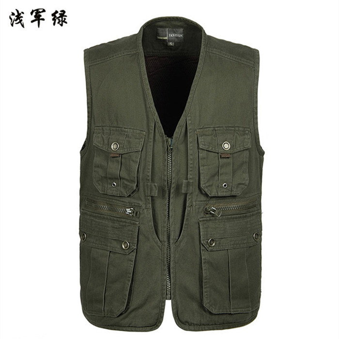 特价秋冬款摄影钓鱼马甲中老年爸爸装纯棉多口袋背心中年男士坎肩