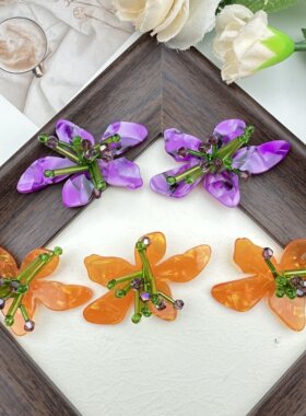 编织五瓣醋酸花朵DIY饰品发饰耳饰耳环鞋花帽子服装戒指包包配件