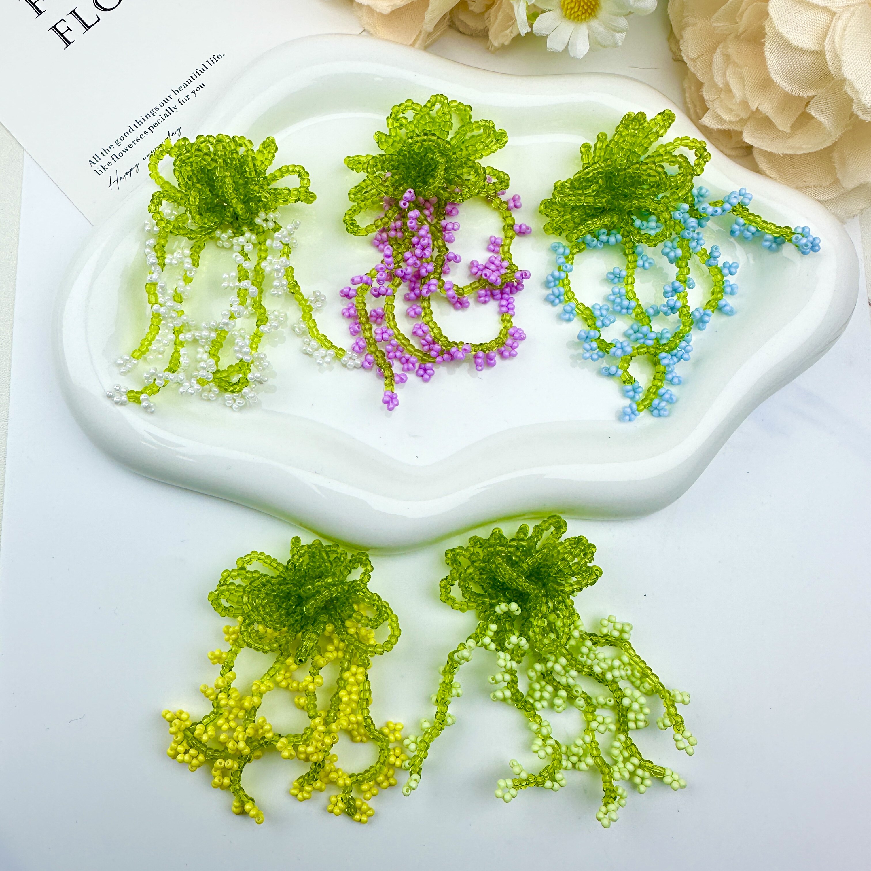手工编织葡萄串花朵DIY饰品鞋花帽子服装耳环耳饰发饰熊箱包配件
