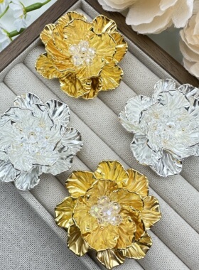 手工编织双层电镀花朵服饰配件鞋花鞋扣鞋帽发饰耳饰戒指配饰