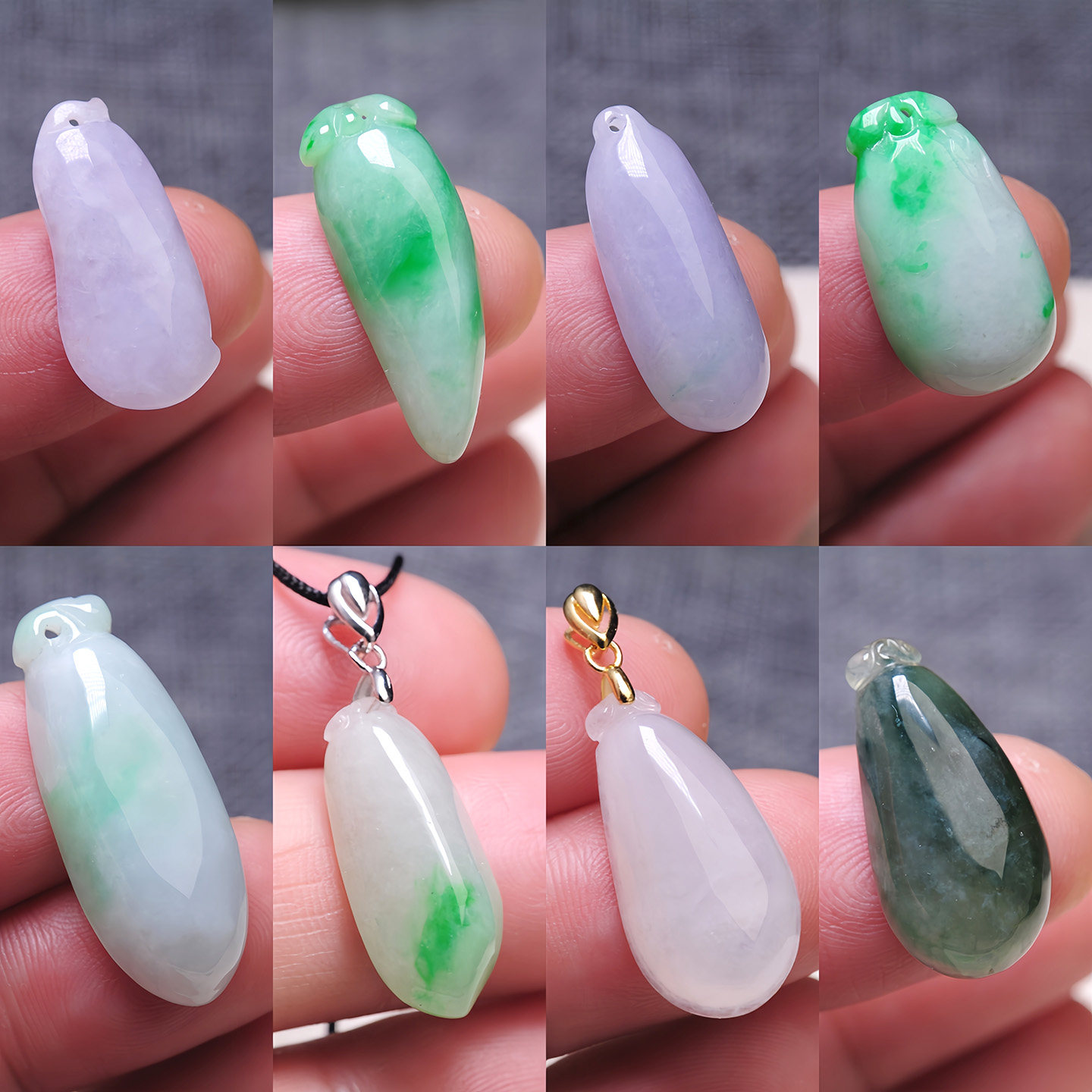 天然翡翠福瓜吊坠a货阳绿紫罗兰冰种缅甸玉坠子玉石颈饰玉瓜小瓜