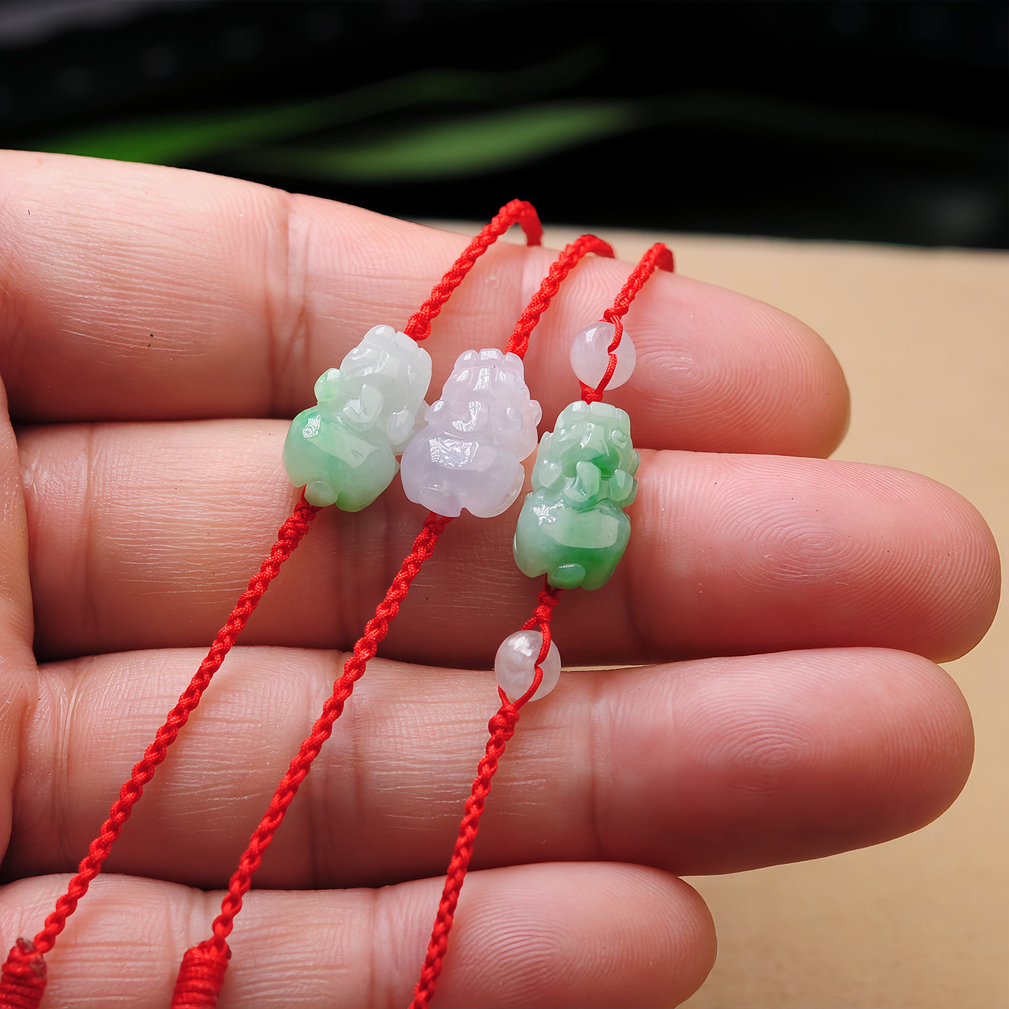 极细精编天然翡翠小貔貅手链