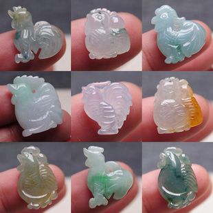 精工翡翠十二生肖挂件玉鸡吊坠立体玉石公鸡龙年鸡形饰品三合六合