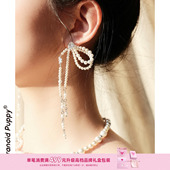 PP饰品 度假珍珠蝴蝶结耳环女小众轻奢高级气质流苏耳坠 格蕾丝