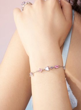 PP饰品《爱丽儿》粉紫色925纯银手链女小众轻奢配饰精致简约手饰