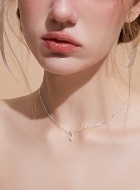 Paranoid Puppy原创蝴蝶结粉钻珍珠925纯银项链女气质高级锁骨链