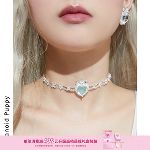 薄荷曼波 925纯银爱心项链女轻奢高级感choker锁骨链 牧野之春