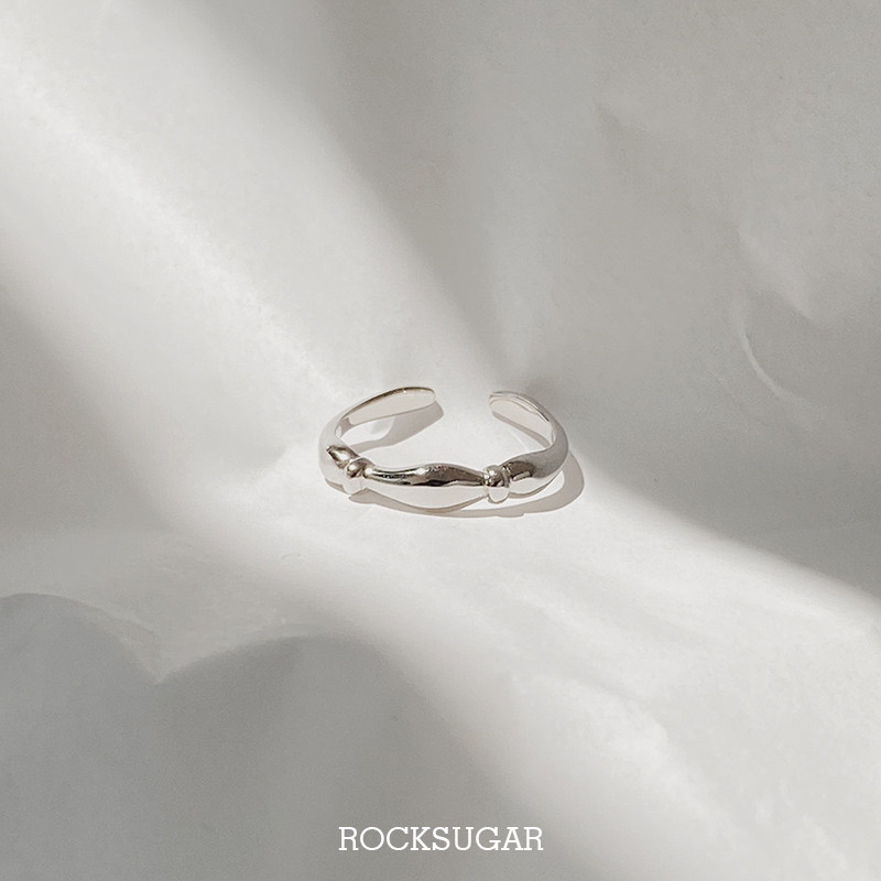 冰糖银饰 / 简单设计韩国INS风环结打结基础开口S925纯银戒指叠戴