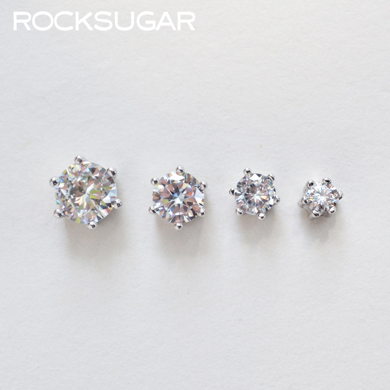 基础款S925纯银简约镶钻男女耳钉