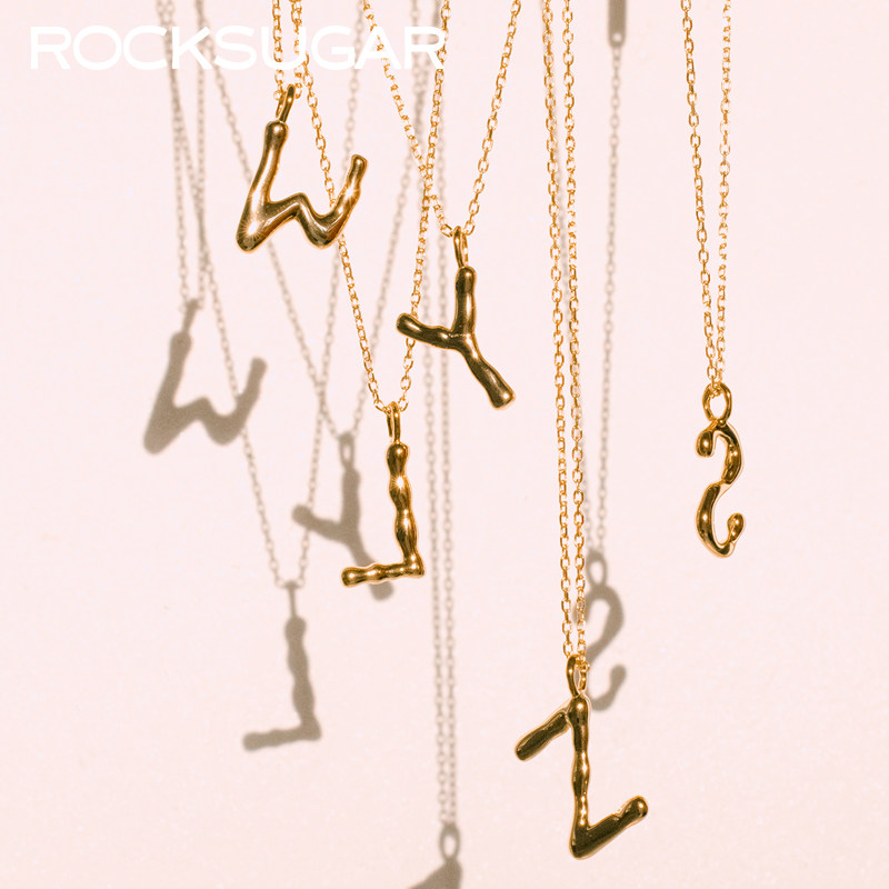 S925纯银镀金色26个英文字母项链